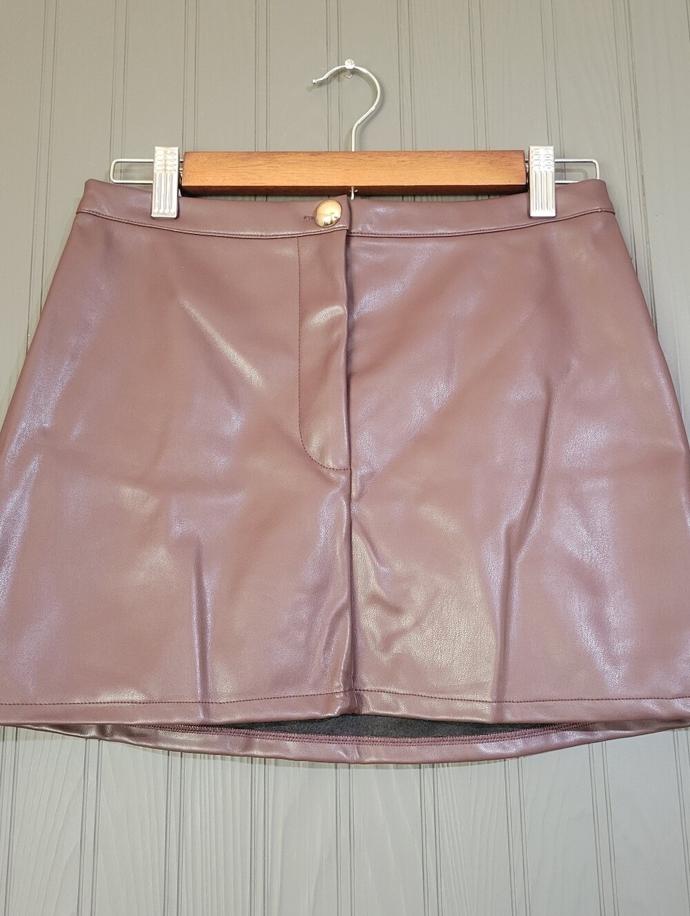 NWT Sincerely Jules Faux Leather Mini Skirt A-Line Brown Women's Small